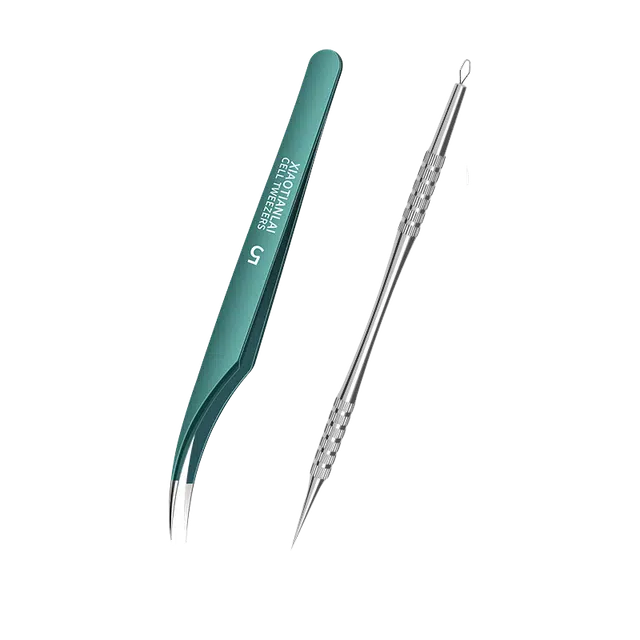 小天籁 中科超细粉刺针套装 细胞夹美容院专用去黑头镊子 闭口清挤痘痘