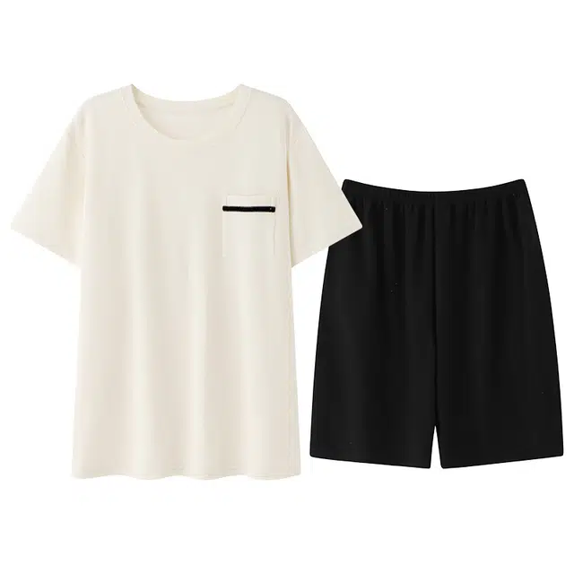 好福份 简约风舒适休闲柔软亲肤短袖家居服睡衣套装 男款 图片色