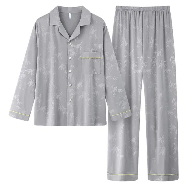 宫蝶 简约舒适柔软长袖休闲家居服可外穿睡衣套装 男款
