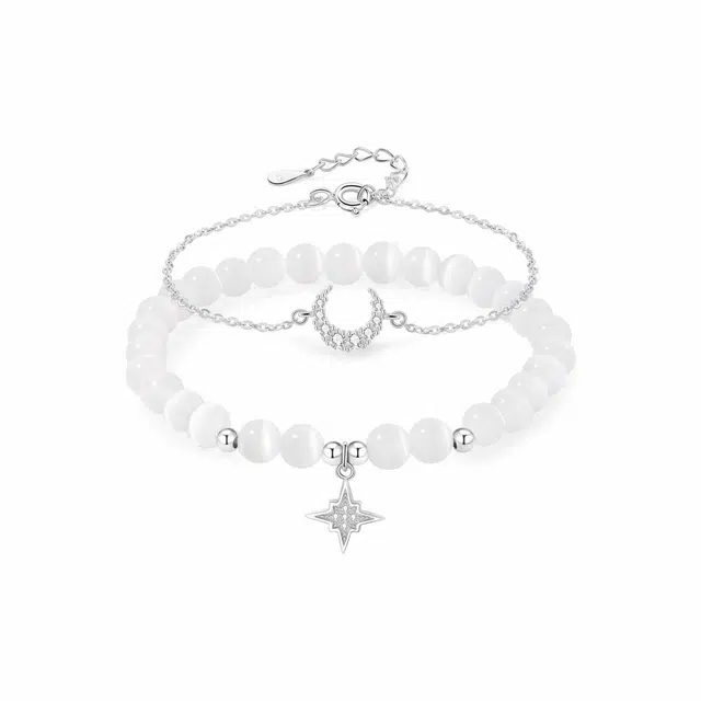 柯芙尼 星月之恋高级质感转运珠首饰#好运 日常通勤百搭串珠手饰一对 本命年 黑曜石 玉石手串 男女同款情侣款