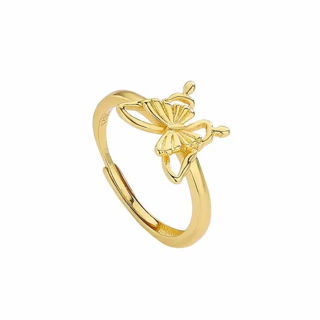 梵星饰季 小仙女蝴蝶 甜美森系气质简约小众设计高级感 时尚百搭可调节指环 合金 戒指 女款