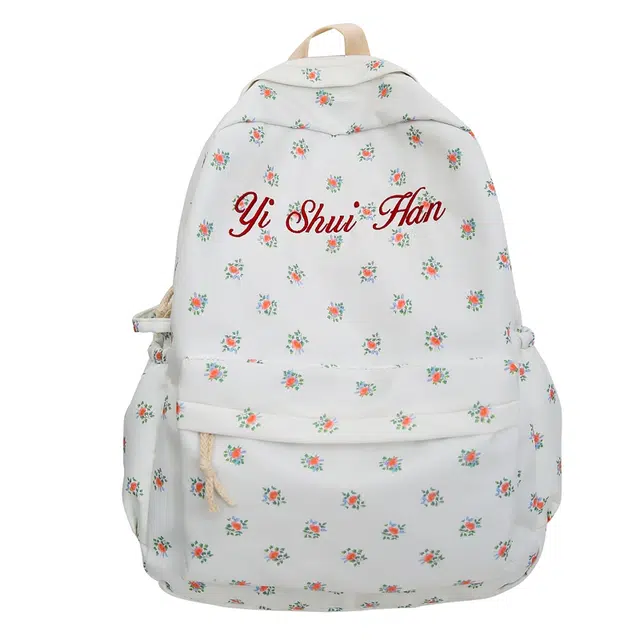 笛贝嘉 韩版森系花朵清新刺绣字母大容量 尼龙 双肩包 女款 多色