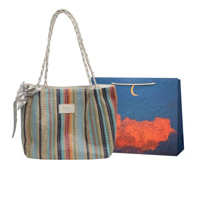 爱尔绅特 时尚潮流小众设计春夏编织托特包通勤 草编 单肩包 常规 女款 白色/咖啡色/卡其色