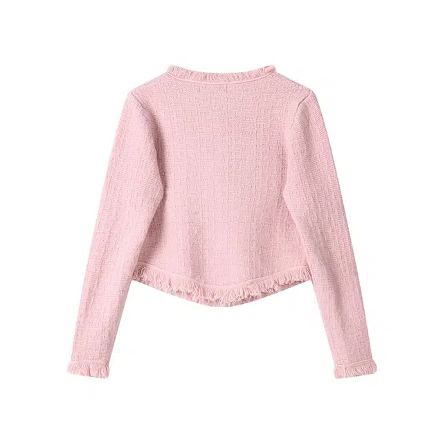 红蜻蜓 温柔千金感时尚百搭流苏开衫单排扣长袖针织衫 女款