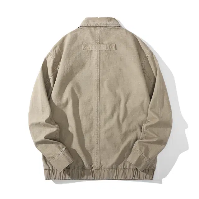 费尔岛上的猫 美式复古拼接解构纯色翻领拉链休闲舒适宽松夹克 男女同款