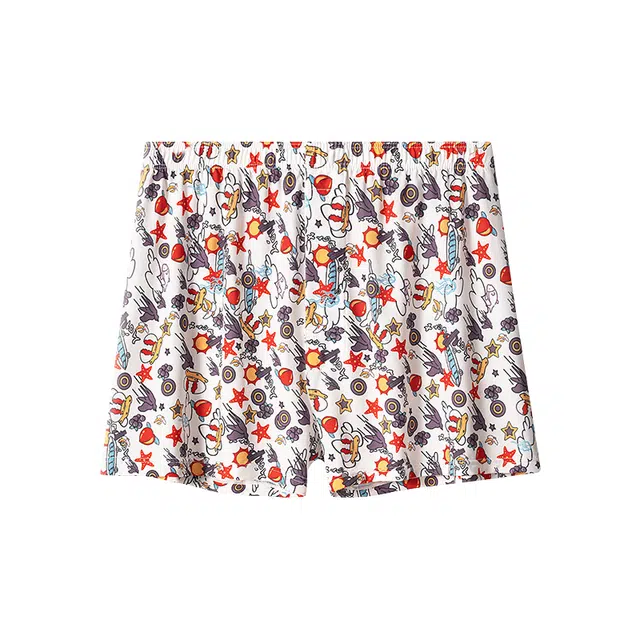 对你的私语 印花冰丝时尚潮流阿罗裤百搭居家平角短裤 男款 礼盒组合装