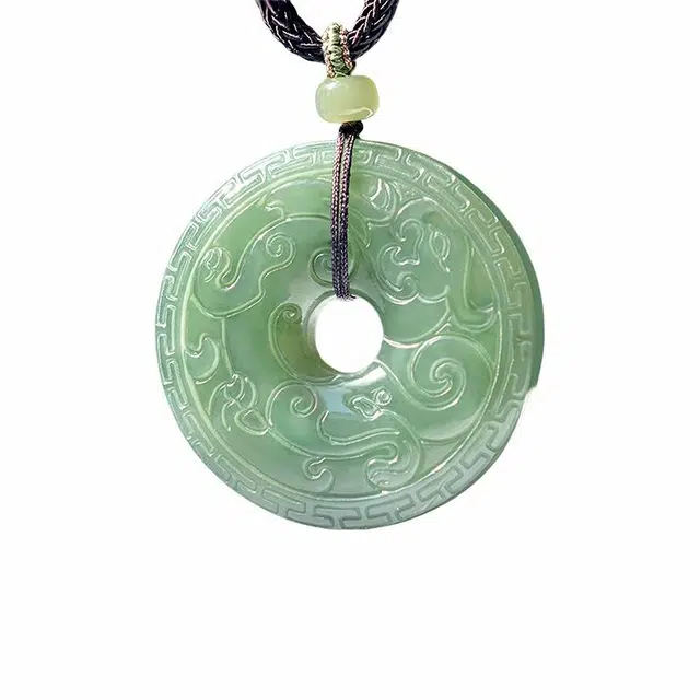 舒杰 油润百搭湖水绿仿古平安扣 和田玉项链 青白玉 男女同款情侣款