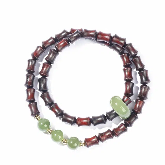 三檀小舍 水中央节节高升招财纳福小叶佛珠转运珠#好运连连 文玩盘玩小众高级轻奢 紫檀属 木作手串 男女同款情侣款