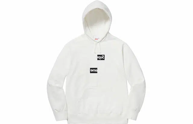 Supreme FW18 Logo Hoodie White