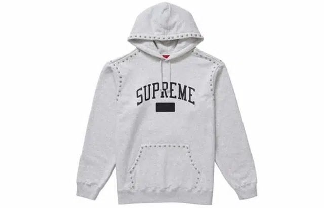 Supreme FW18 Studded Hooded Sweatshirt Ash Grey