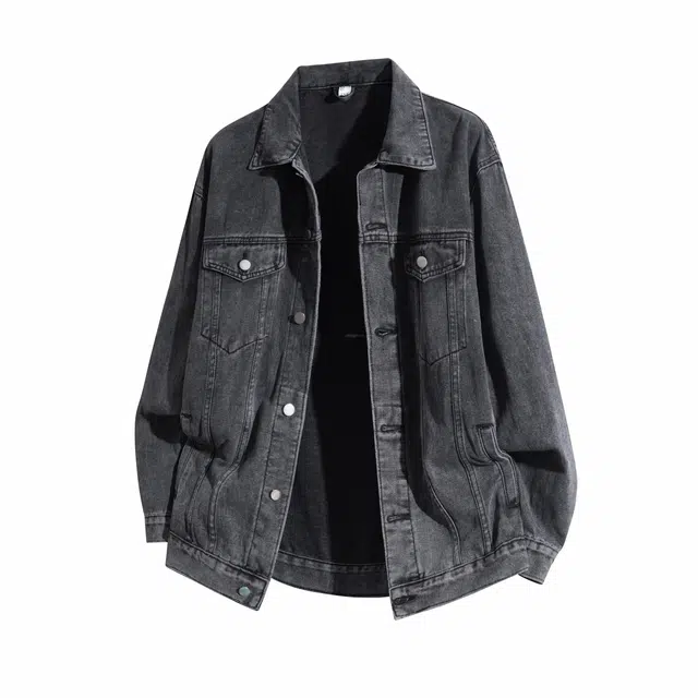 加绒款与常规款可选的通勤单品 潮牌美式复古高街水洗做旧翻领工装口袋宽松舒适百搭休闲时尚牛仔外套 男女同款