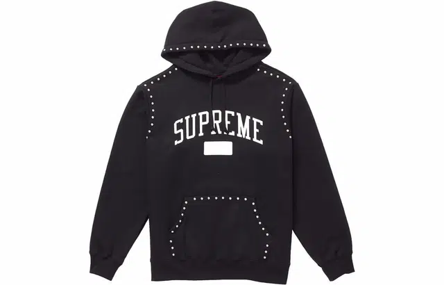 Supreme FW18 Studded Hooded Sweatshirt Black Logo