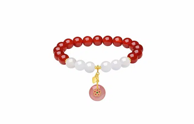 周六福 小桃花国风国潮红 玛瑙 手串 女款