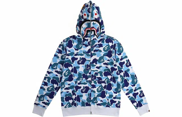 A BATHING APE BAPE Abc Camo Shark Hoodie Blue