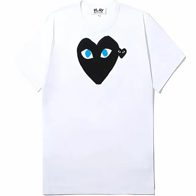 CDG Play Black Heart Green Eyes T-Shirt White