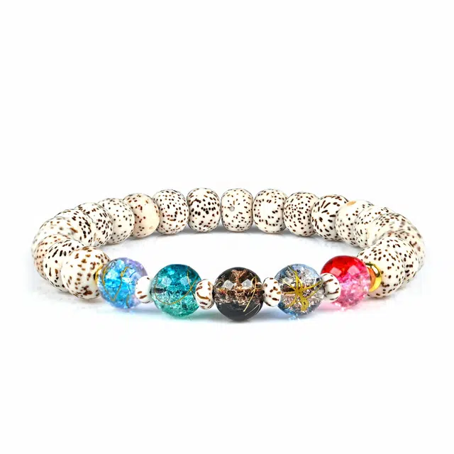 仙友 国风新中式小众五色琉璃轻奢高级感佛珠考研考试考公上岸转运珠平安#好运 星月菩提 手串 男女同款情侣款