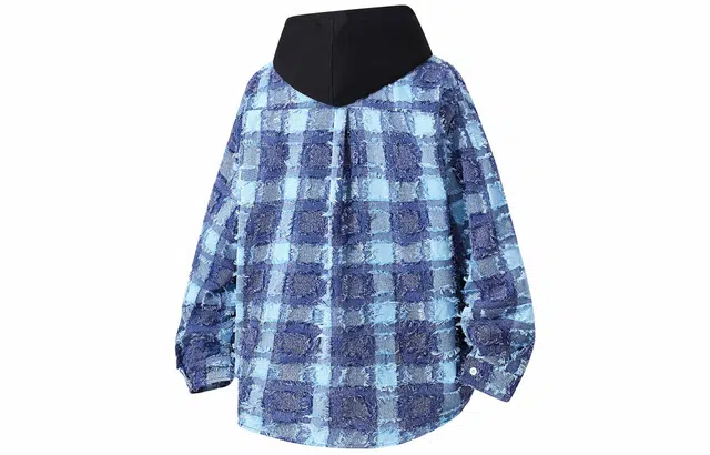 雅鹿 美式慵懒毛呢撞色条纹刺绣字母连帽卫衣搭配宽松舒适百搭翻领长袖落肩夹克外套 男女同款