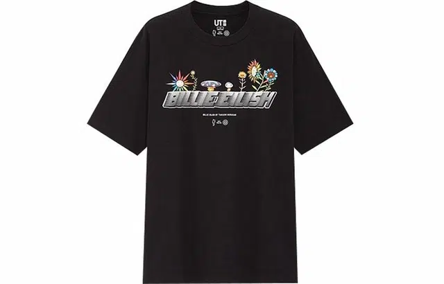 UNIQLO Takashi Murakami Cartoon Plant Print T-Shirt Black