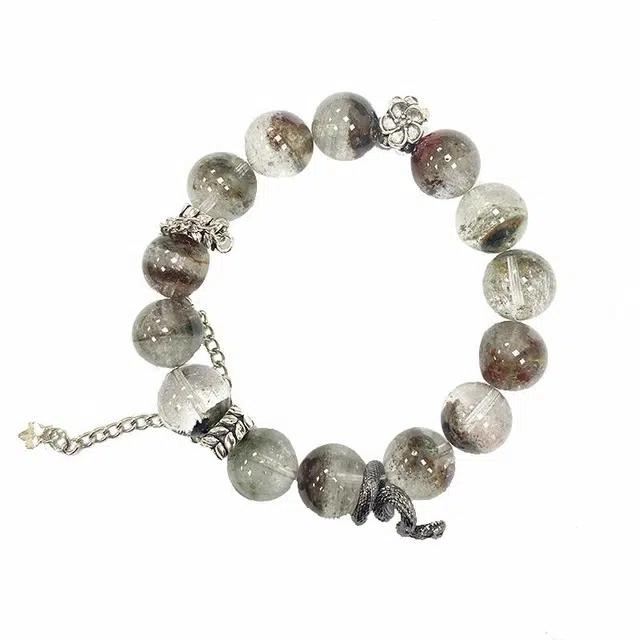 龙弗 【蛇来运转】财富之石吸引财富生肖顺利本命年转运顺顺利利能量守护 佳节好运圆圆满满新中式天然 绿幽灵 手串 女款