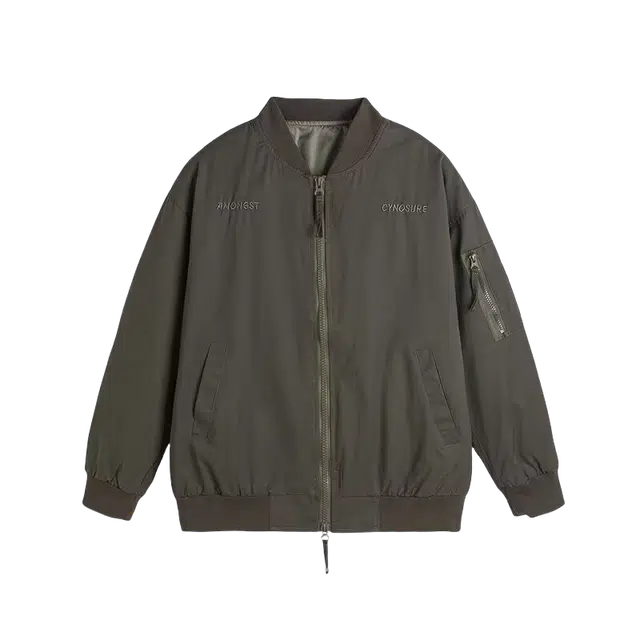 雅鹿  美式复古飞行夹克男春秋高街国潮刺绣棒球服宽松百搭双层外套  防紫外线耐磨保暖冲锋衣 男款