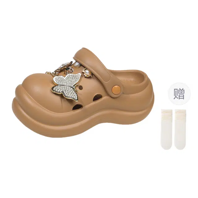 小鹿米利 高级感防臭外穿厚底 防滑包头拖鞋 女