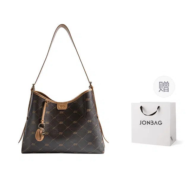 JONBAG Classic Monogram PVC Shoulder Bag Hazelnut Brown