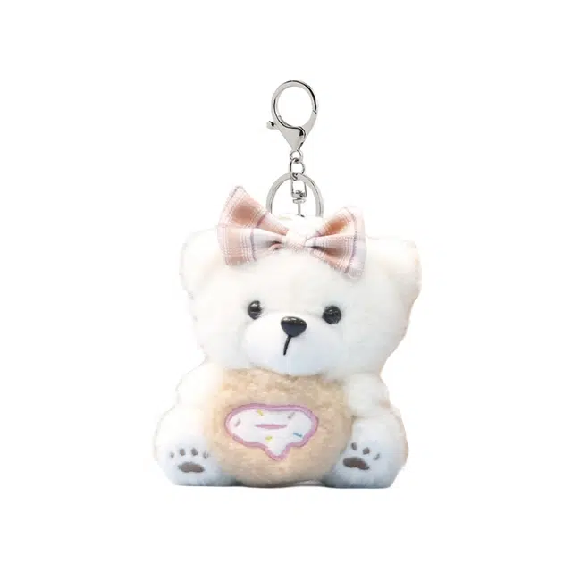 一点潮玩 格子蝴蝶结饼干小熊 软萌小巧 玩偶周边