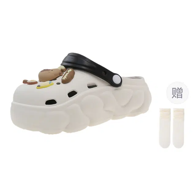 小鹿米利 厚底外穿卡通可爱 防滑包头拖鞋 女