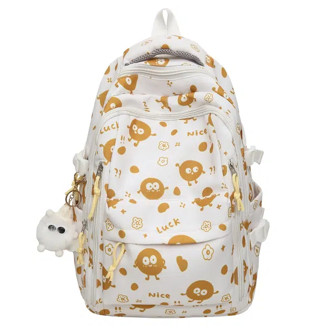 笛贝嘉 小众休闲可爱毛球大容量 尼龙 双肩包 男女同款情侣款 多色