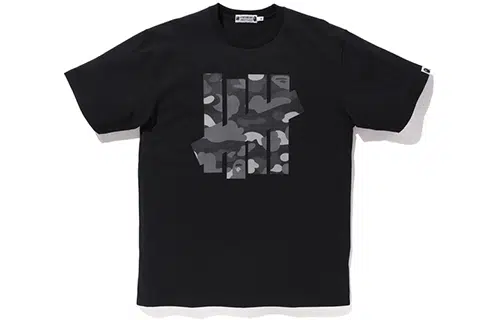 A BATHING APE x Undefeated 5 Strikes Tee Black T