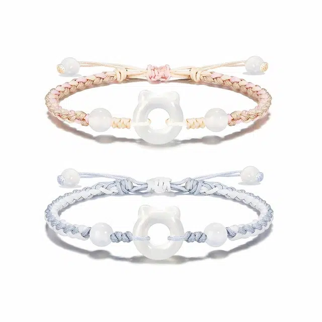 饰伴 招财猫新中式平安扣平安喜乐开运学院风手工编绳事事如意#好运 琉璃 手绳 男女同款情侣款