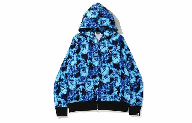 A BATHING APE FLAME WIDE FULL ZIP HOODIE