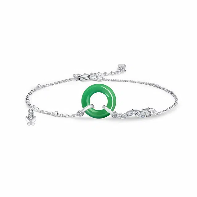 帝苏行 色泽莹润 蝴蝶平安扣 新中式国潮 吉祥如意 平安顺遂 简约小众设计 玉髓 手链 女款