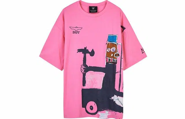Boy London Cartoon Print Crewneck T-Shirt Pink