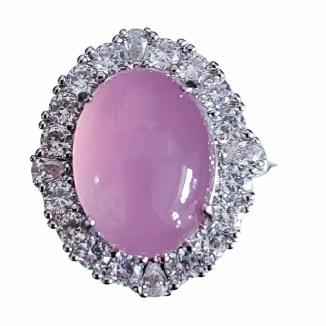 识恩 白月光 粉紫桃花运樱花粉轻奢国潮古风 新中式 招财纳福 小众设计#好运 玉髓 戒指 女款