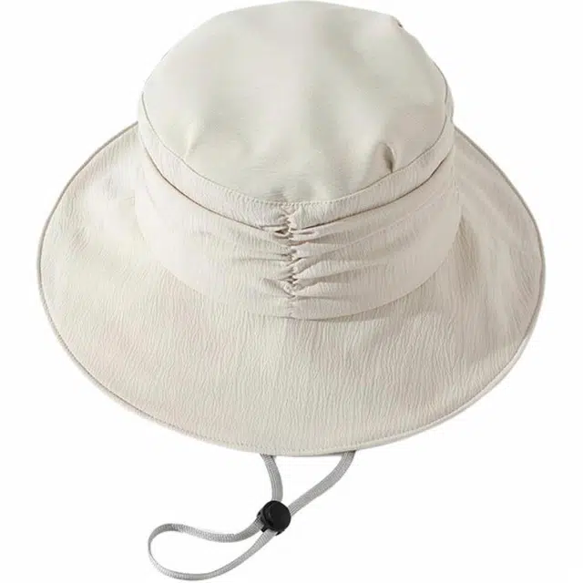 南极人 褶皱风帽子潮韩版百搭渔夫帽夏季宽帽檐防紫外线遮阳帽骑行出游遮脸 可折叠 防晒帽 女款