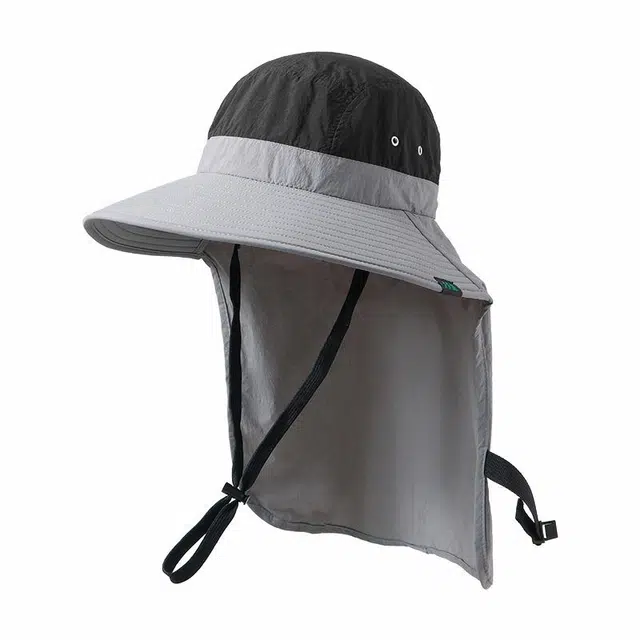 南极人 夏季大檐加长披肩护颈登山帽子防紫外线透气速干遮阳渔夫帽户外骑车钓鱼露营爬山太阳帽 轻薄款 防晒帽 男女同款情侣款