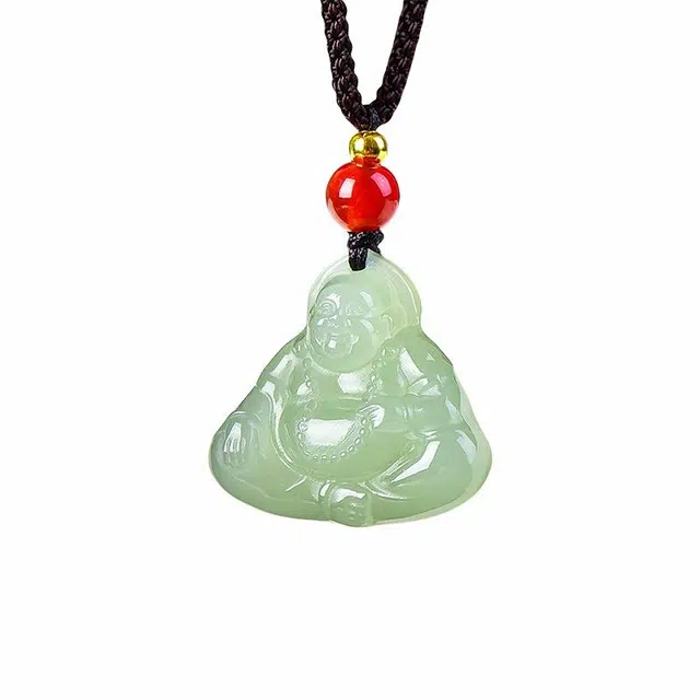 舒杰 新中式传统国风设计转运佛锁骨链 项链 青白玉 男女同款情侣款