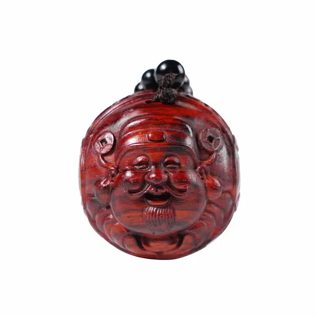 顺丰包邮 仙友 国潮新中式精雕双面小财神平安喜乐盘玩随身把玩通勤时尚八方来财挂件固化稳定木#好运 檀木 木作把件 男女同款情侣款