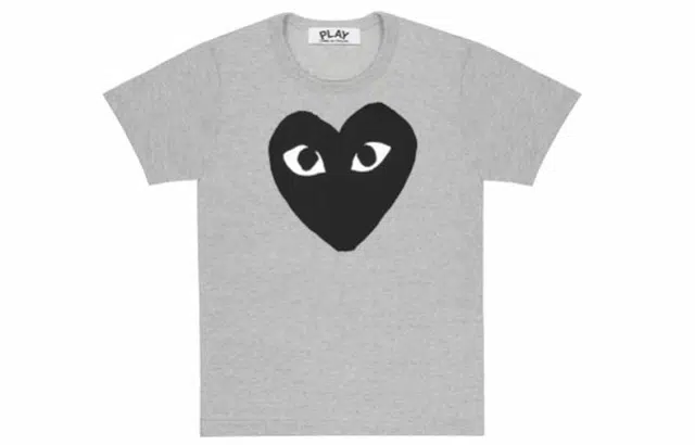 CDG Play Black Heart Print T-Shirt Grey