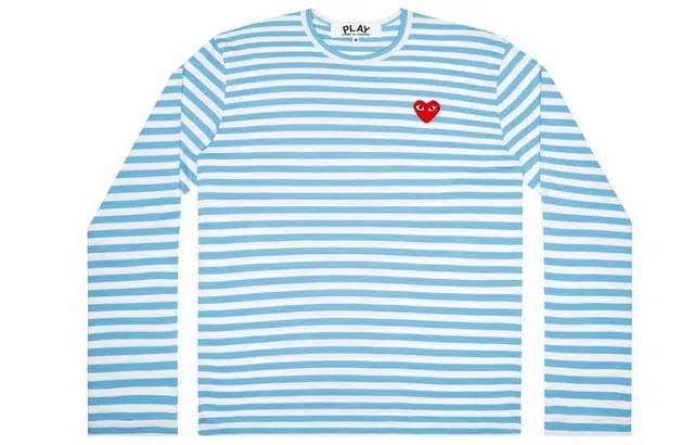 CDG Play Striped Long Sleeve Tee Blue