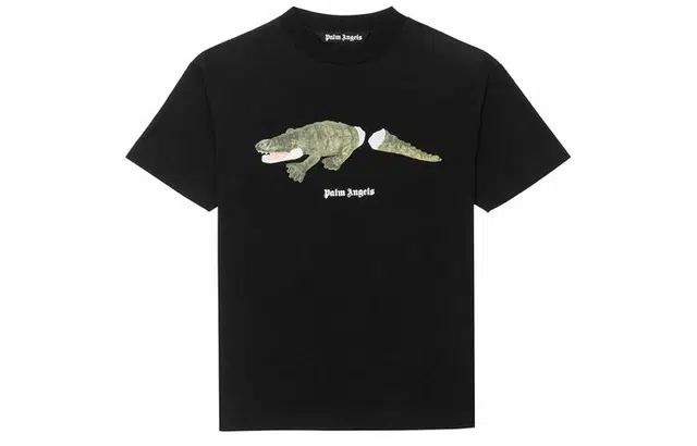 Palm Angels Crocodile Print T-Shirt Black