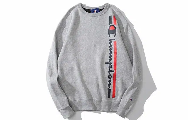 Champion Logo Print Crewneck Sweatshirt Light Grey