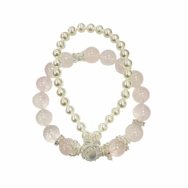 龙弗 【公主请发财】做个富婆顺风顺水财源滚滚粉嫩少女心双圈粉晶小众精致设计圆圆满满天然 粉水晶 手串好运饰品时尚手饰 女款