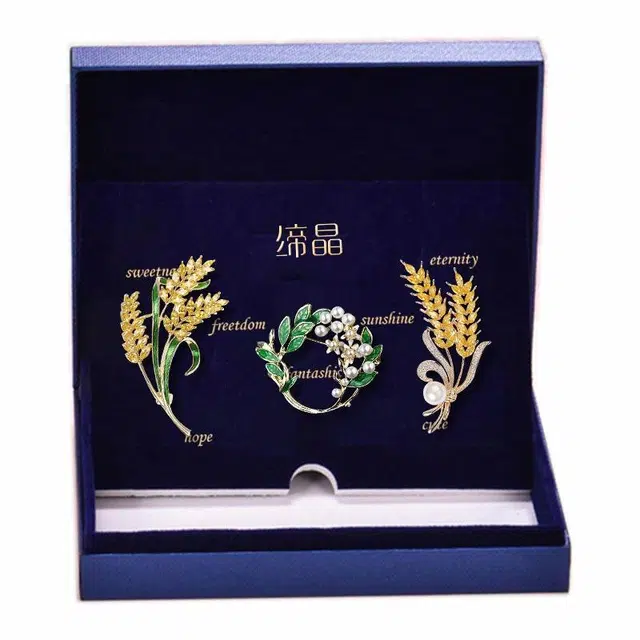 缔晶 森系穗穗平安花环套装 优雅清新复古通勤胸花配饰 合金 胸针 女款