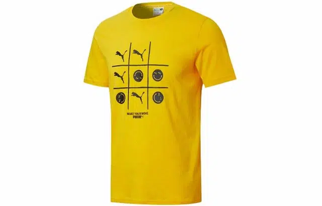 Puma Logo Print T-Shirt Yellow