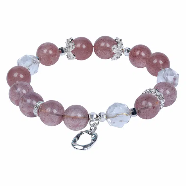 【做个富婆·桃运连连】 千玺世家 #好运天降玺运招财转运旺桃花新中式国风小众设计轻奢天然 草莓晶 手串 女款