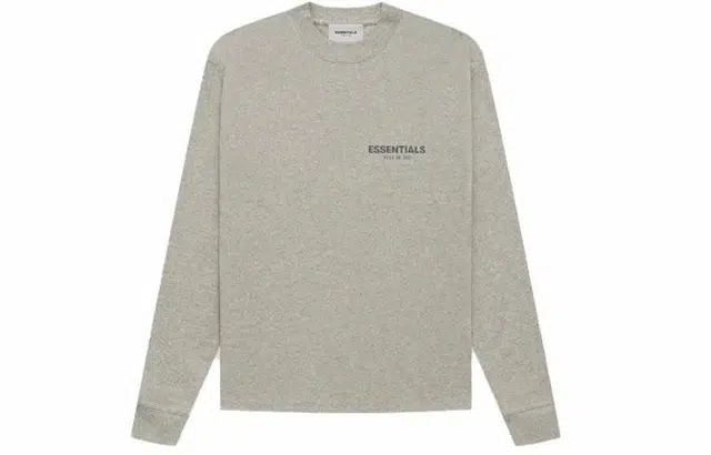 Fear of God Essentials FW21 Ls Tee Dark Heather Oatmeal LogoT