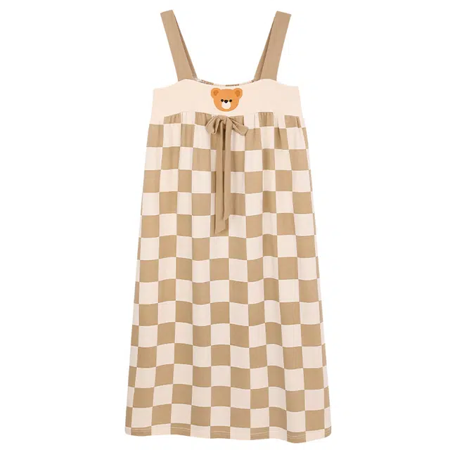 莫代尔 简约舒适亲肤透气吊带卡通细腻轻盈时尚百搭可外穿夏季睡裙 女款 浅棕色