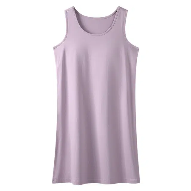 俏霓桐 圆领简约舒适休闲纯色无袖睡裙 女款 紫色